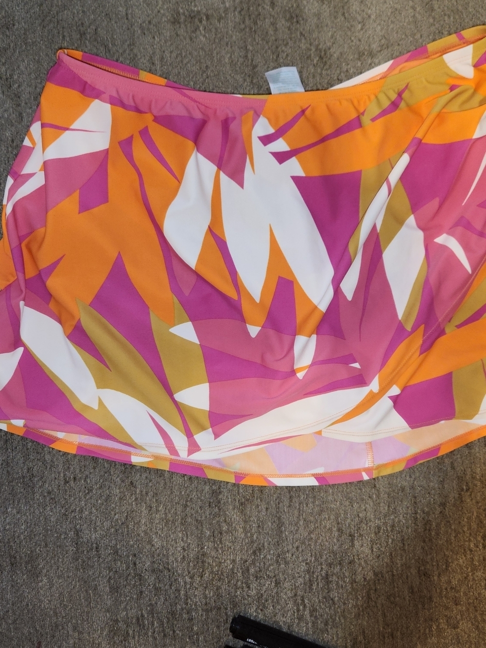 Kona Sol Orange Pink White Abstract Swim Skirt